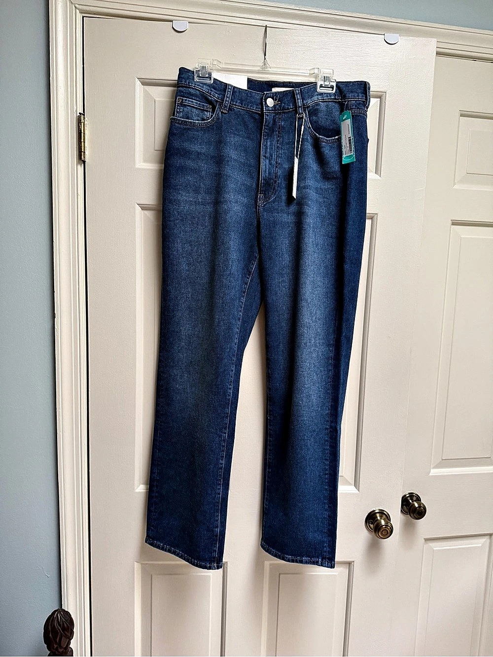 Women's Warp + Weft Ase Eco Straight Leg Jeans Blue Denim Waist 31 NWT Size 12